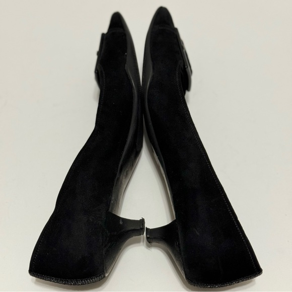 PRADA Vintage Red Label Black Square Toe Suede Buckle Kitten Heels EUC - Picture 6 of 11